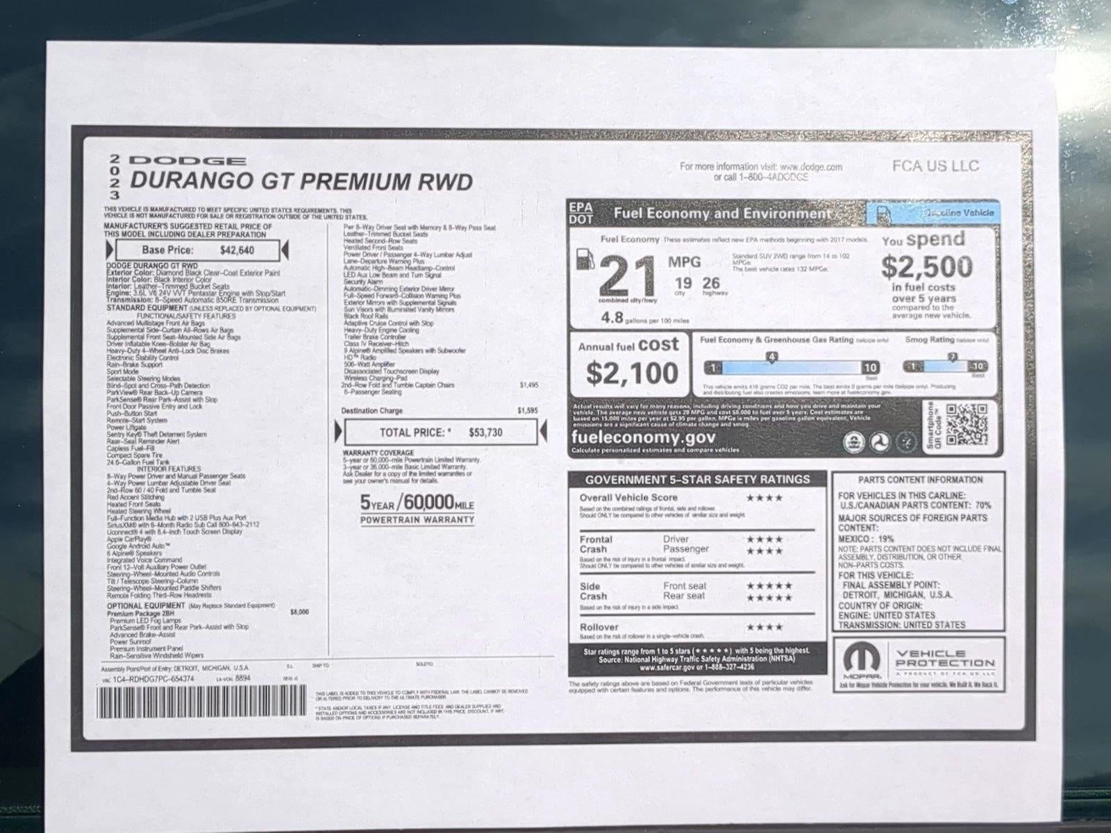 2023 Dodge Durango GT Premium RWD