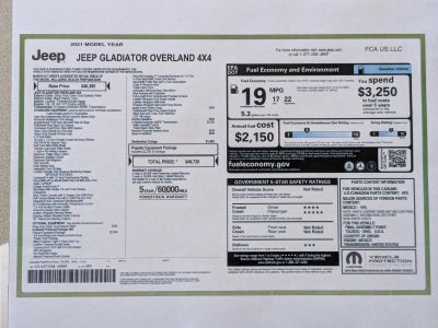 2021 Jeep Gladiator Overland 4x4