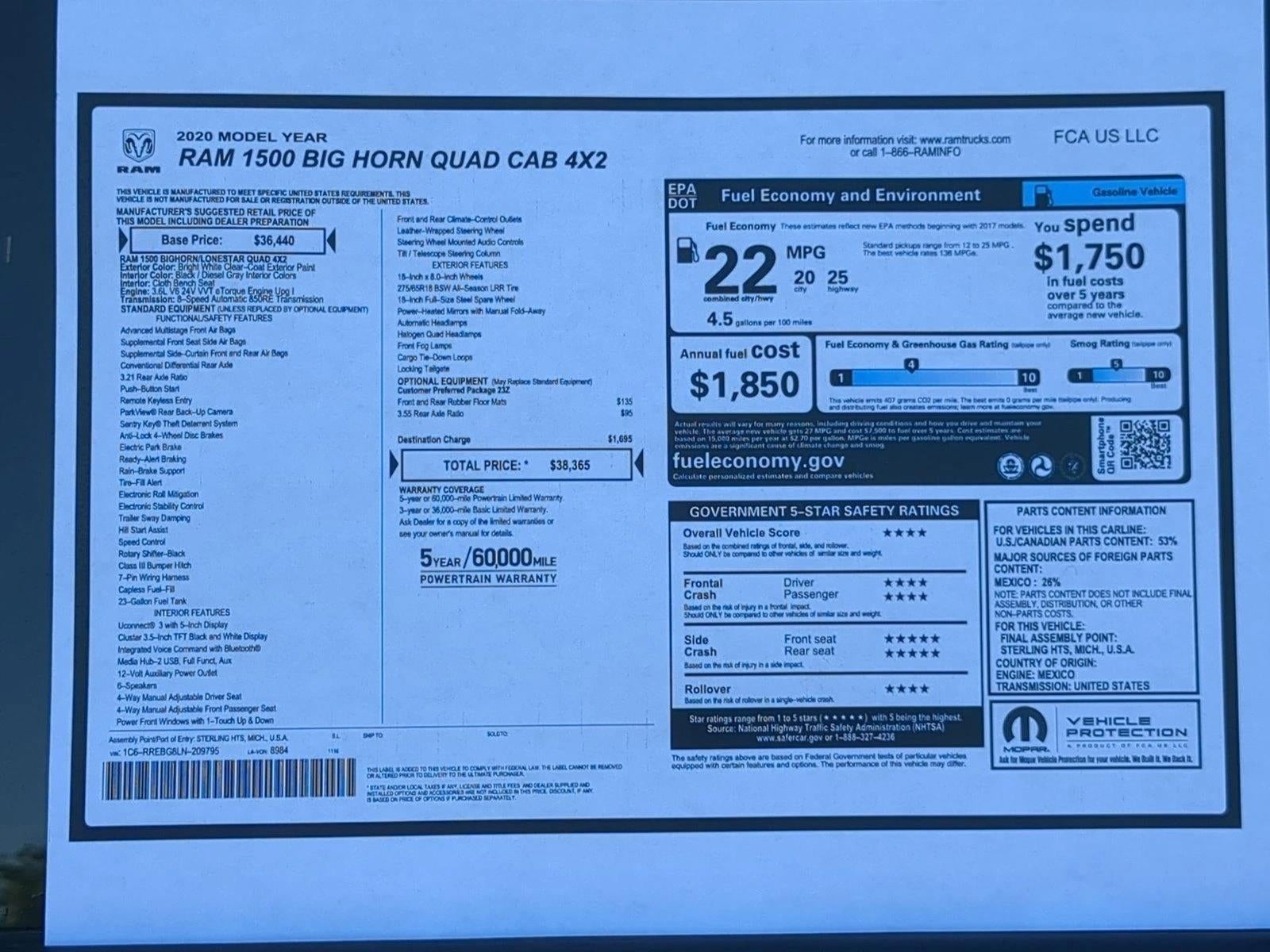 2020 RAM 1500 Big Horn