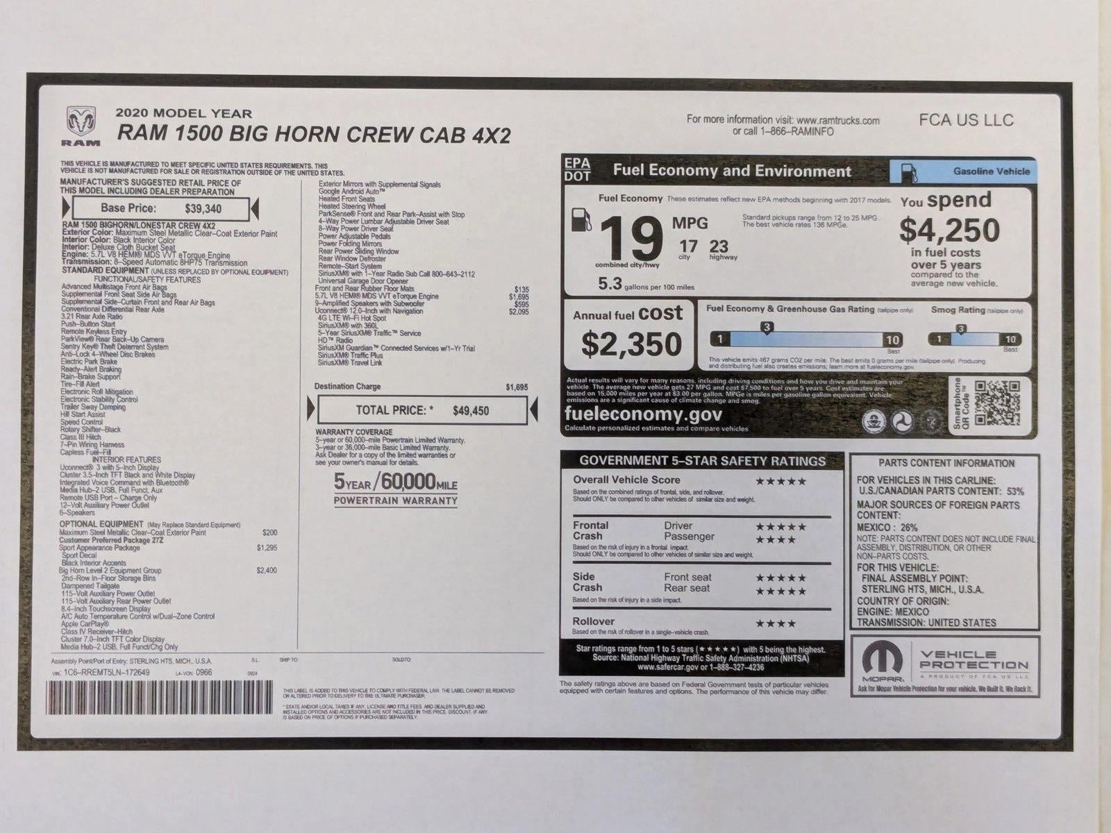 2020 RAM 1500 Big Horn