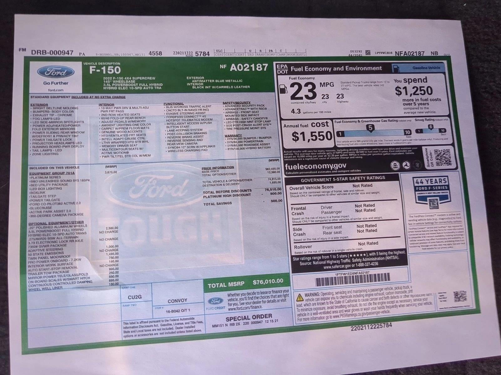 2022 Ford F-150 Platinum