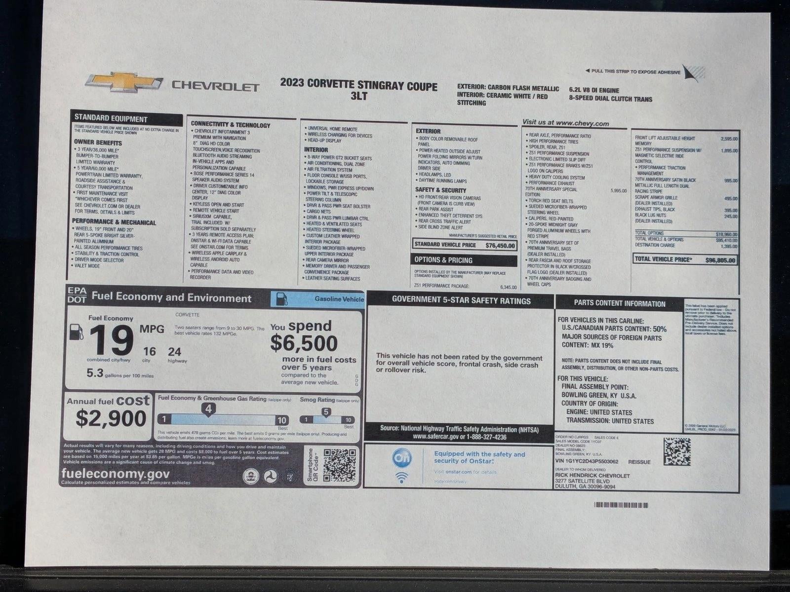 2023 Chevrolet Corvette Stingray 3LT