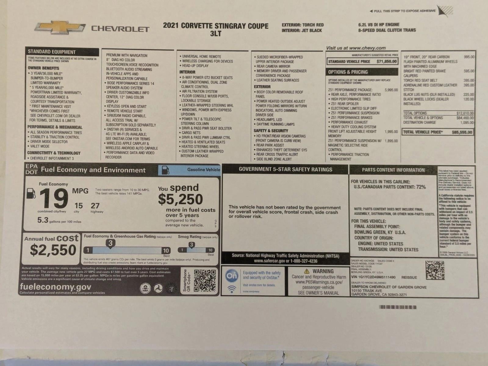 2021 Chevrolet Corvette Stingray 3LT