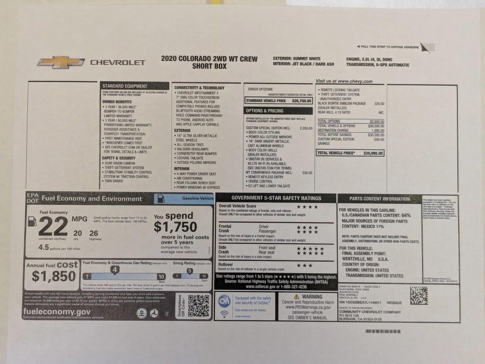 2020 Chevrolet Colorado WT