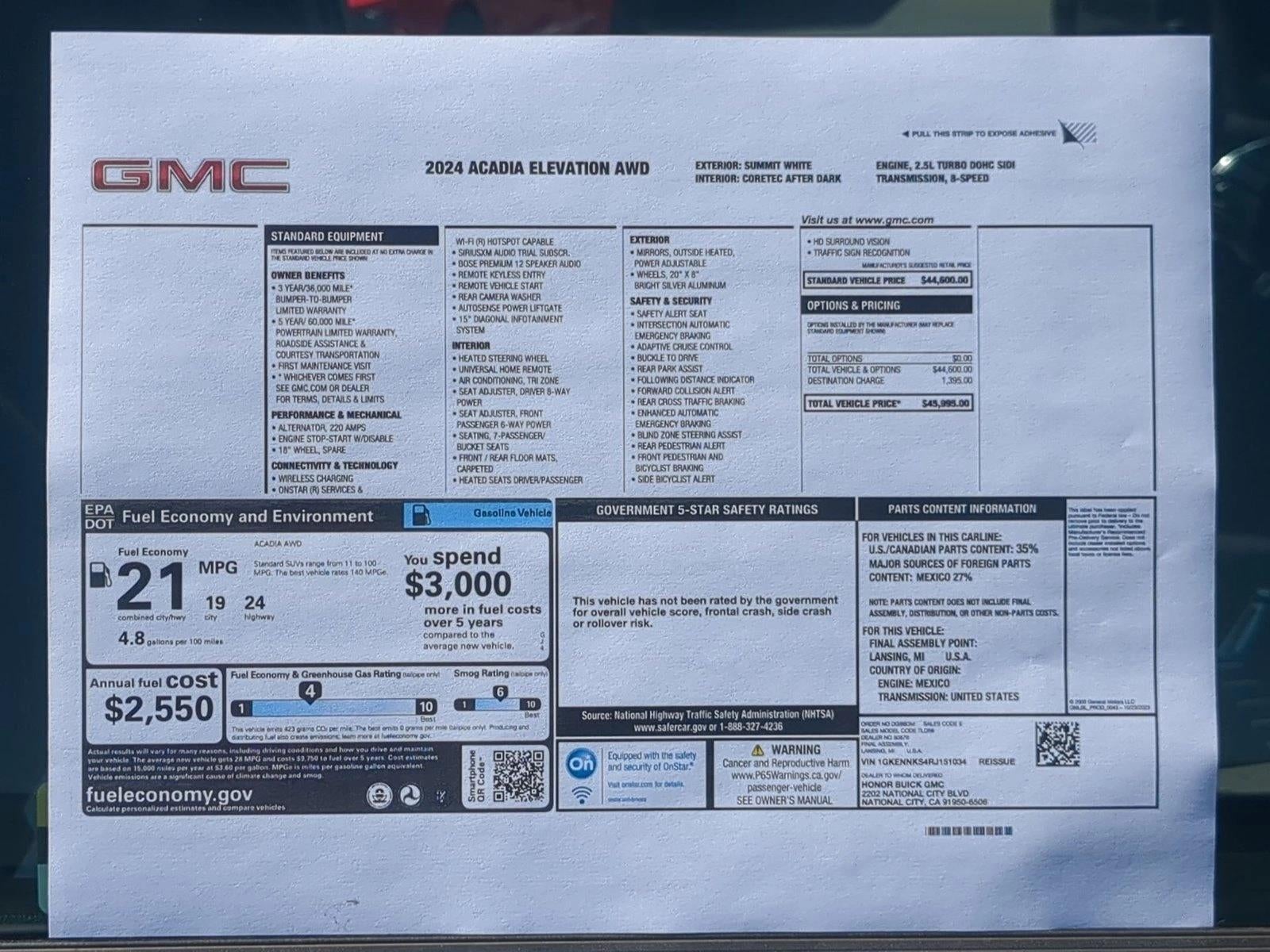 2024 GMC Acadia Elevation