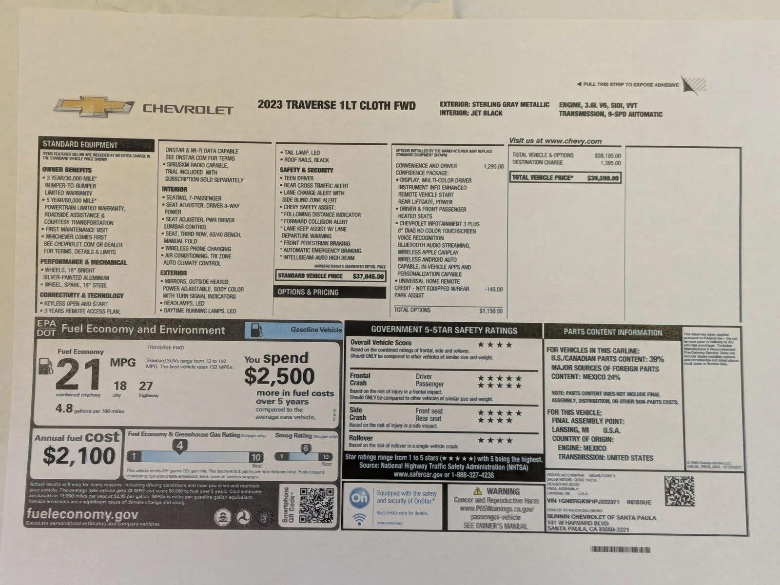 2023 Chevrolet Traverse LT Cloth