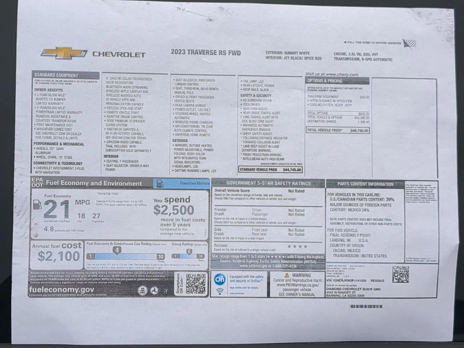 2023 Chevrolet Traverse RS