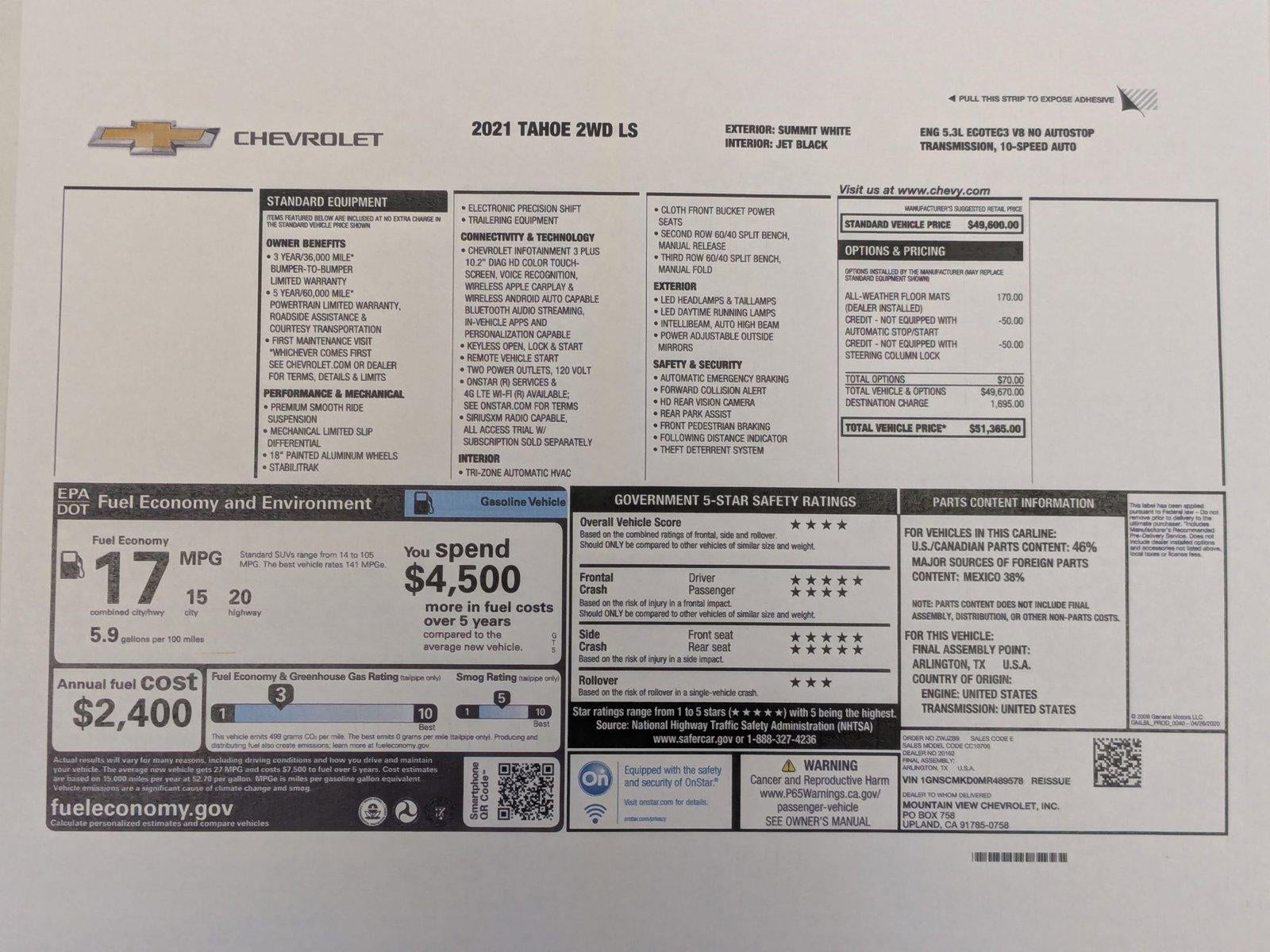 2021 Chevrolet Tahoe LS