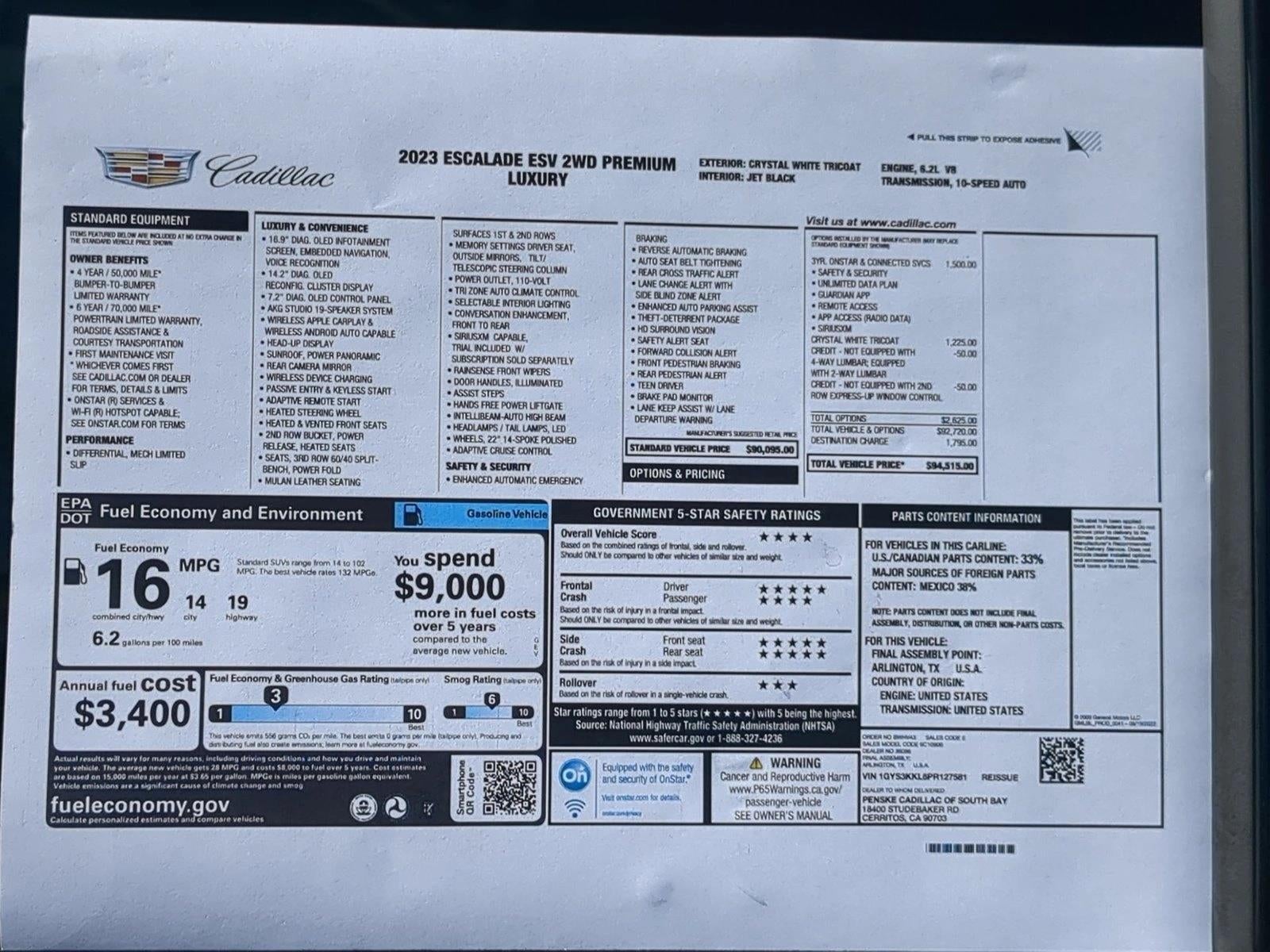 2023 Cadillac Escalade ESV Premium Luxury