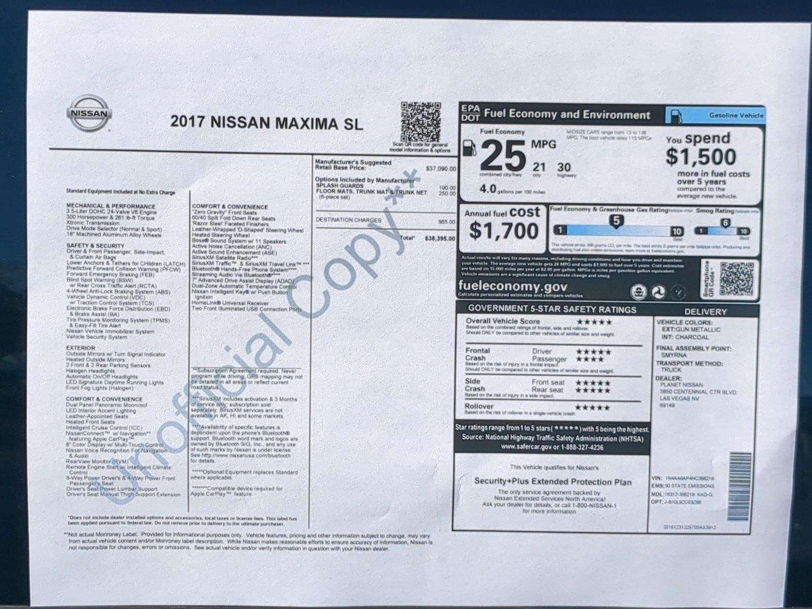 2017 Nissan Maxima 3.5 SL
