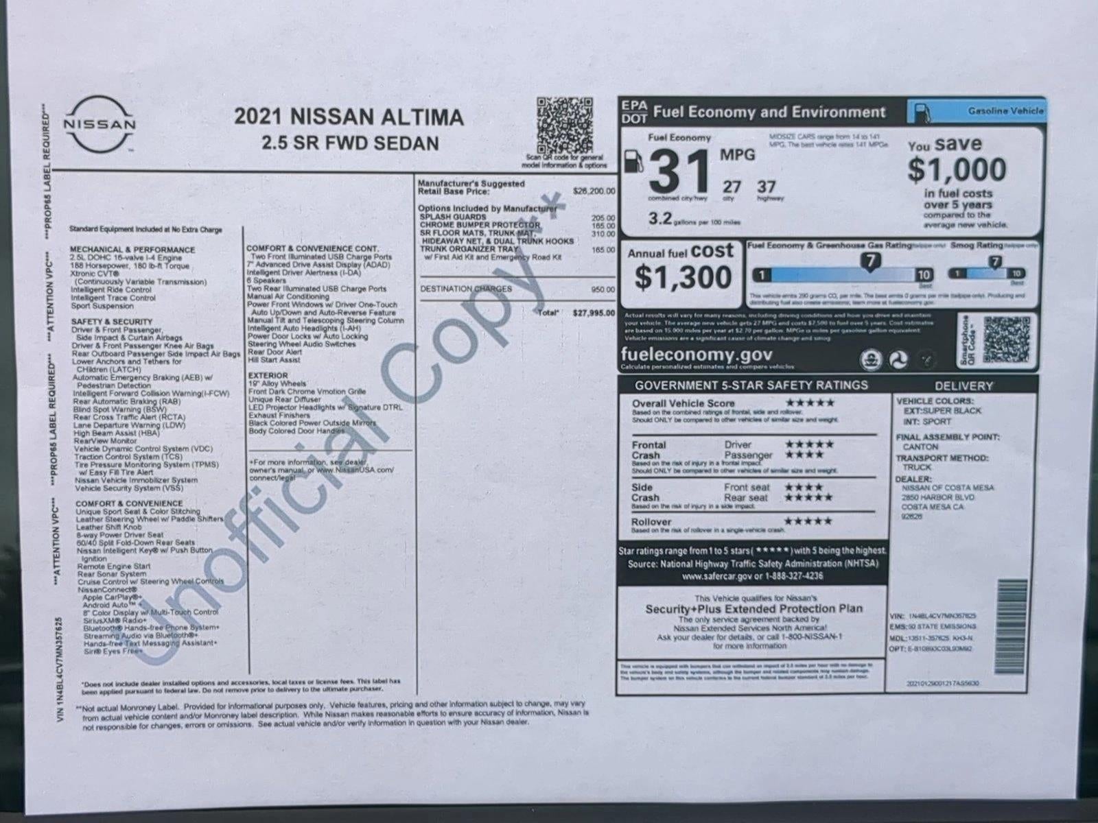 2021 Nissan Altima SR FWD