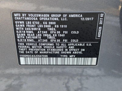 2018 Volkswagen Atlas 3.6L V6 SE