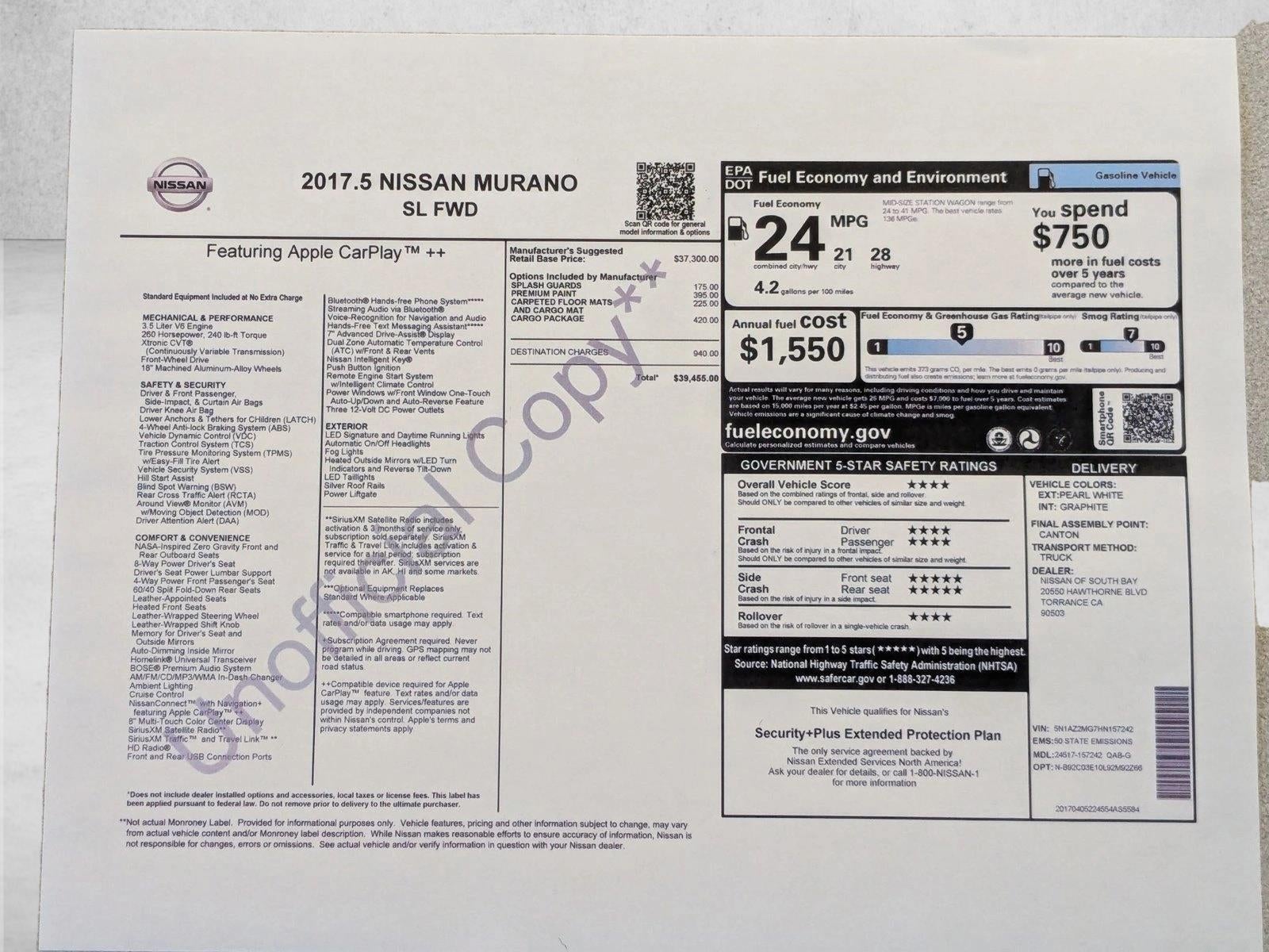 2017 Nissan Murano SL