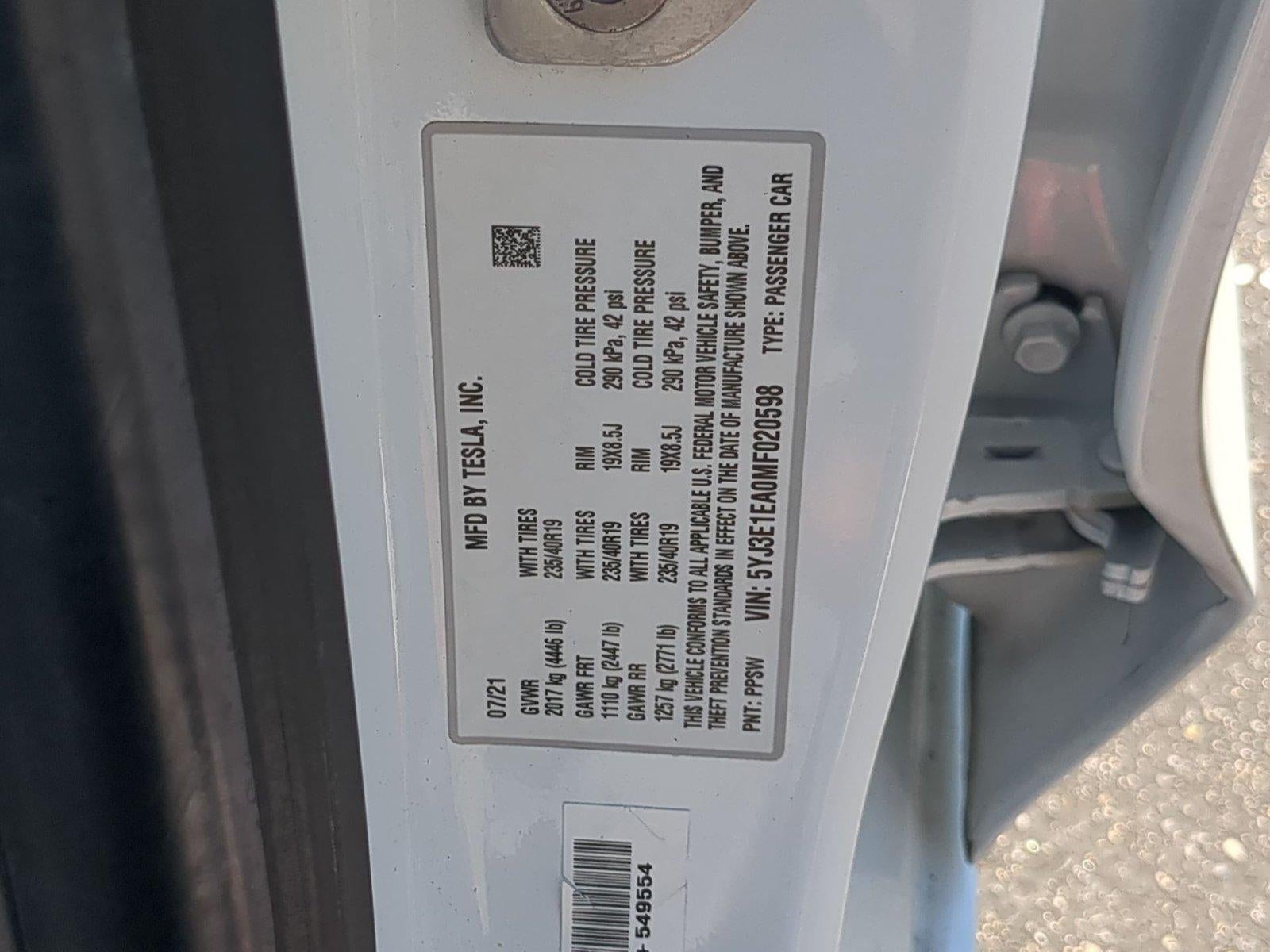2021 Tesla Model 3 Standard Range Plus