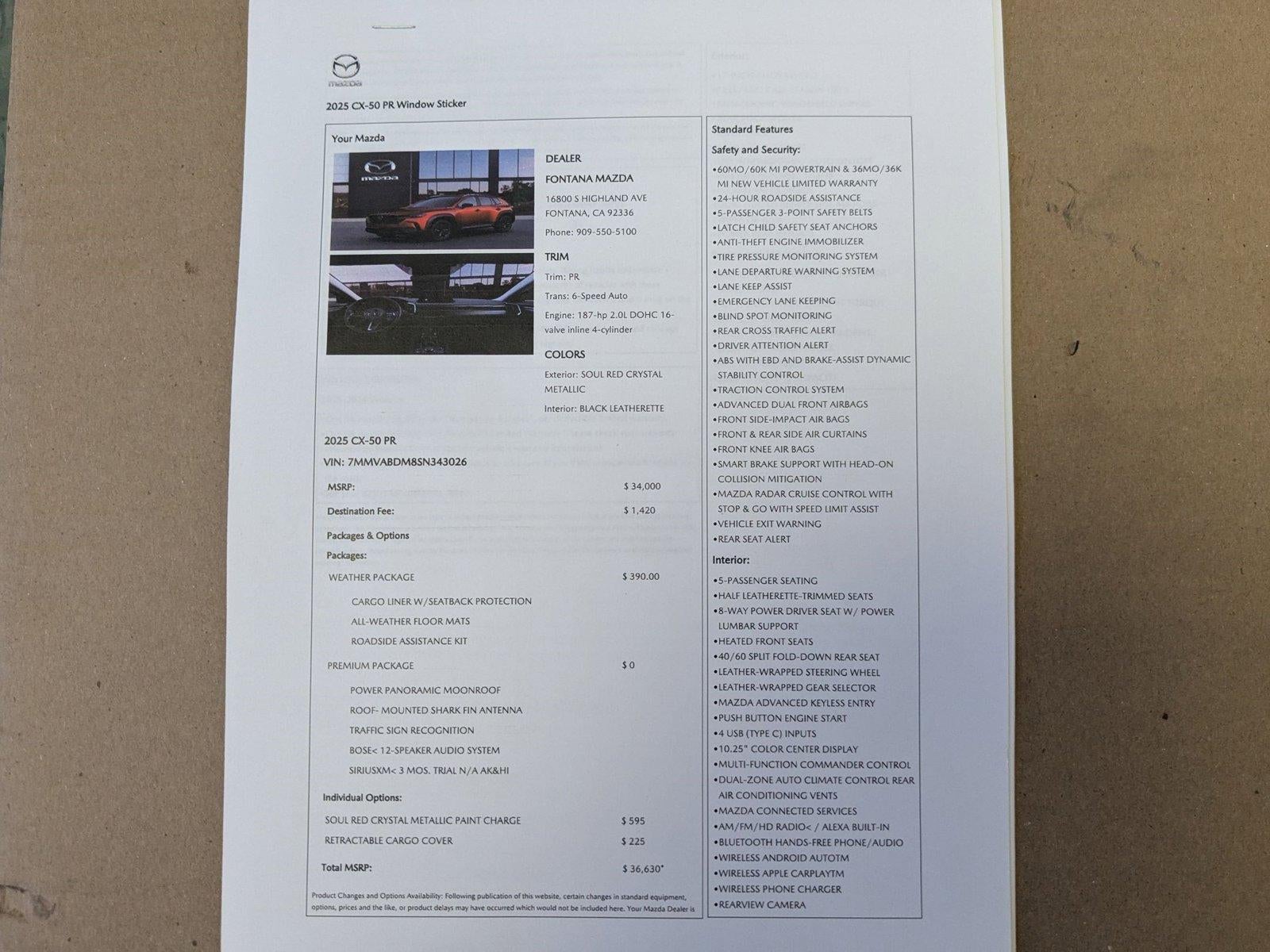 2025 Mazda Mazda CX-50 2.5 S Premium Package