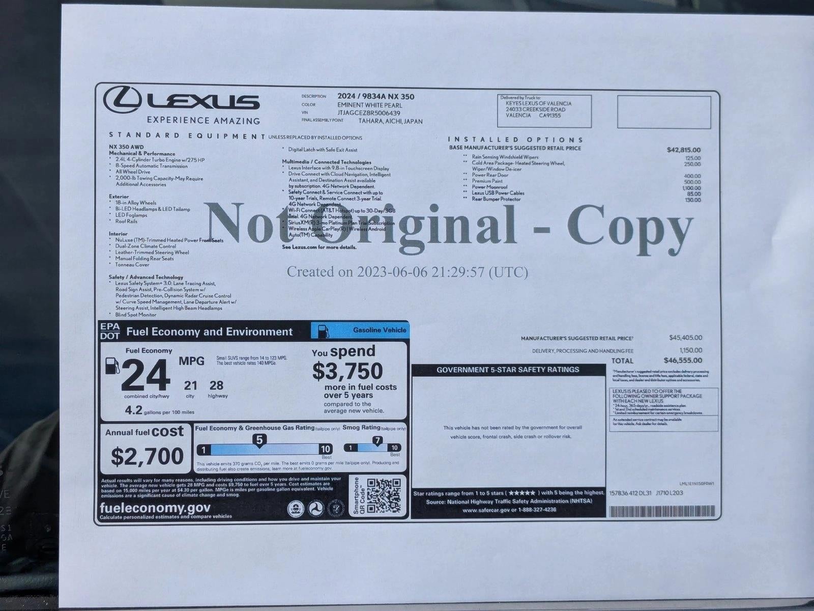 2024 Lexus NX NX 350