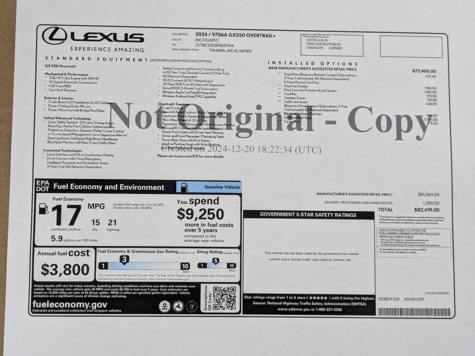 2024 Lexus GX 550 Overtrail+