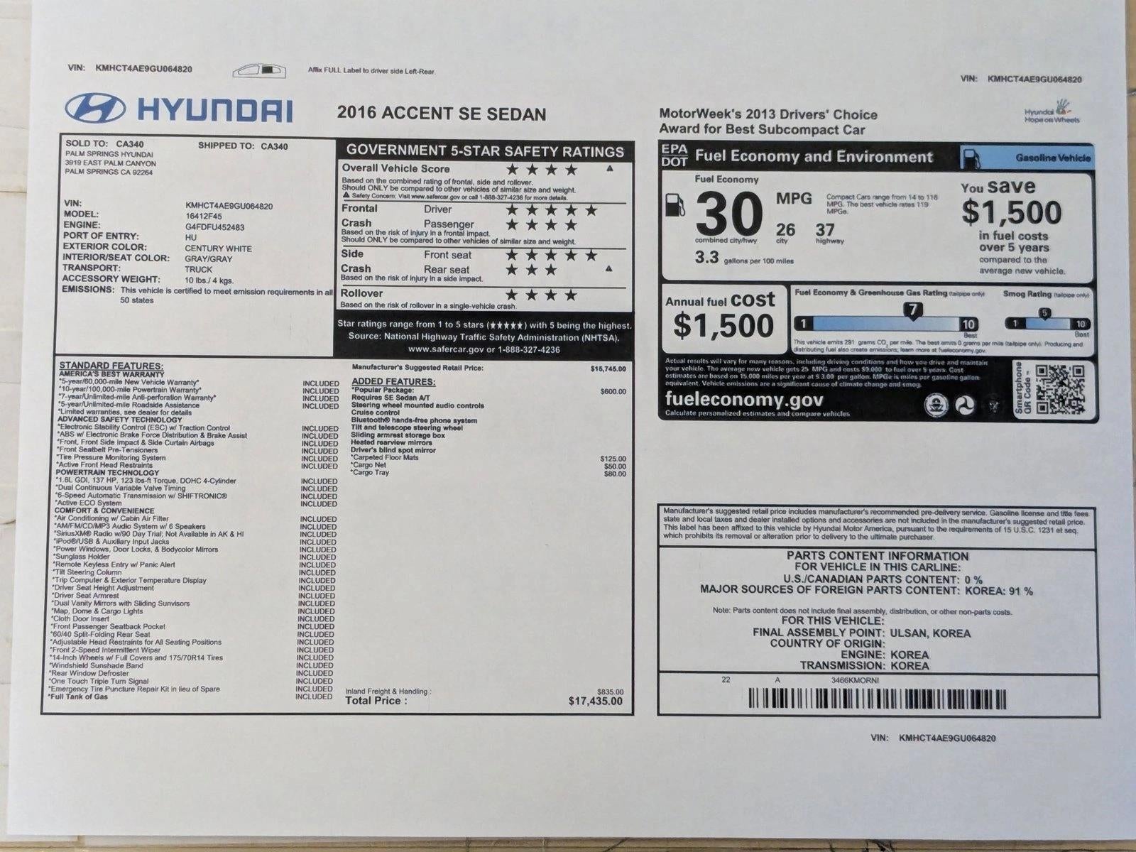 2016 Hyundai Accent SE