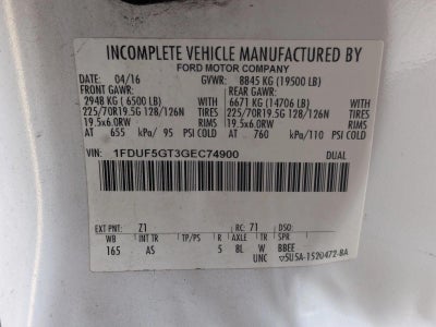 2016 Ford Super Duty F-550 DRW 2WD Reg Cab 141" WB 60" CA XLT