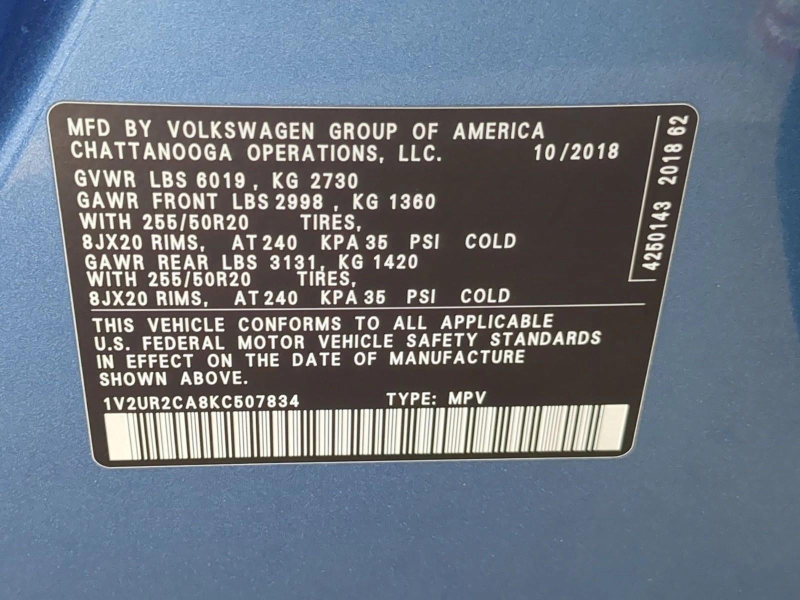 2019 Volkswagen Atlas 3.6L V6 SE w/Technology 4MOTION