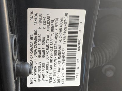 2016 Honda Civic Sedan EX-L CVT