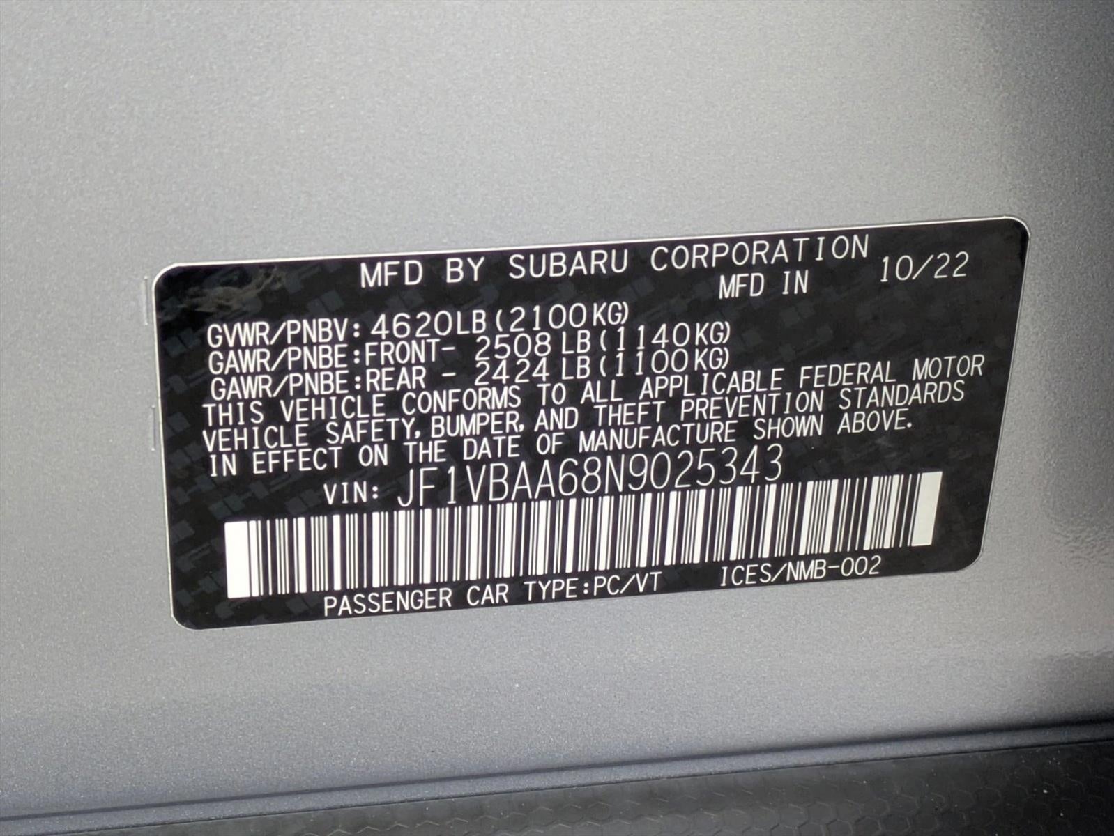 2022 Subaru WRX Manual