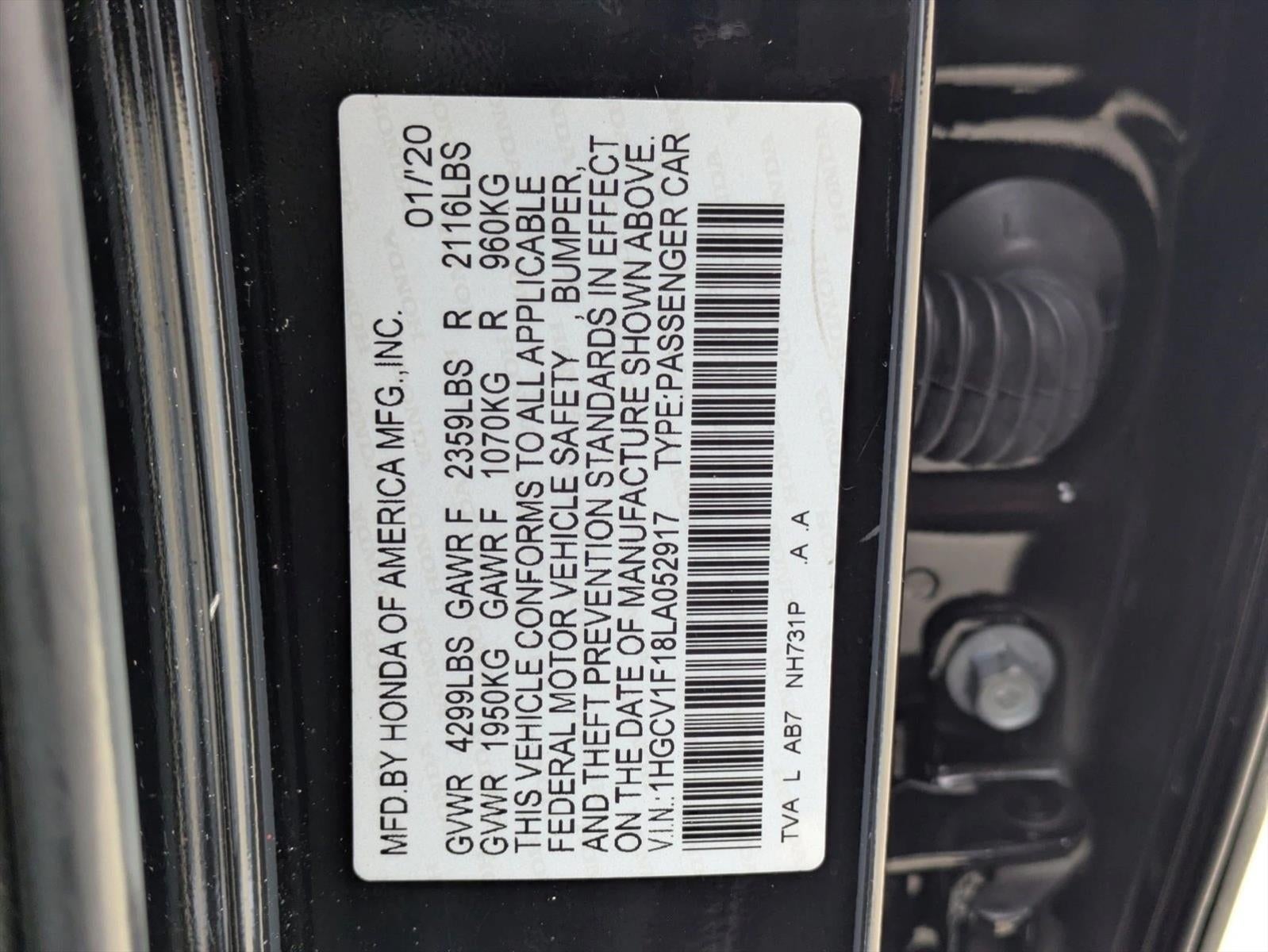 2020 Honda Accord Sedan LX 1.5T CVT