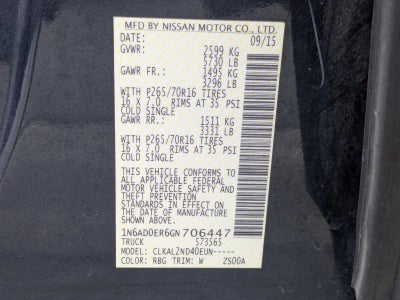 2016 Nissan Frontier 2WD Crew Cab SWB Auto SV