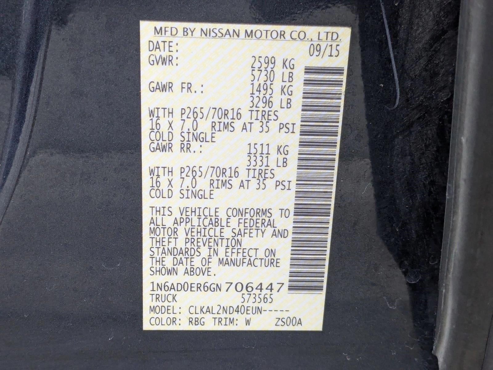 2016 Nissan Frontier 2WD Crew Cab SWB Auto SV