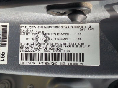 2020 Toyota Tacoma 2WD 2WD SR5 Double Cab 5' Bed V6 AT (Natl)