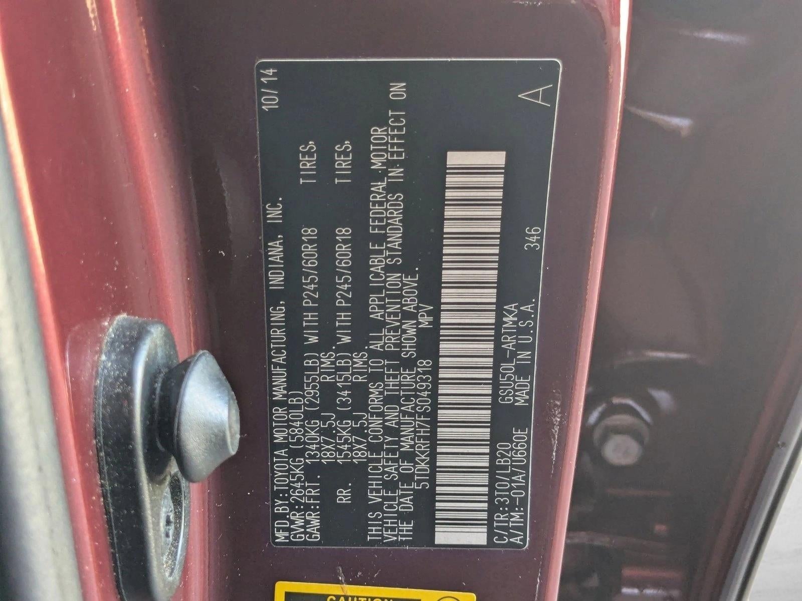 2015 Toyota Highlander FWD 4dr V6 XLE (Natl)