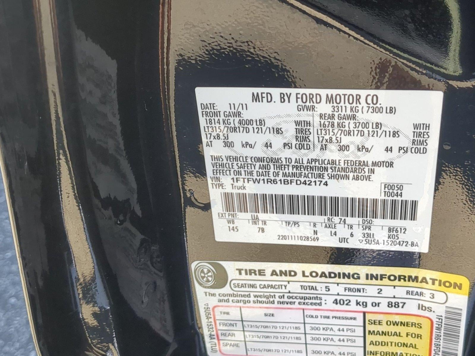 2011 Ford F-150 4WD SuperCrew 5-1/2 Ft Box SVT Raptor