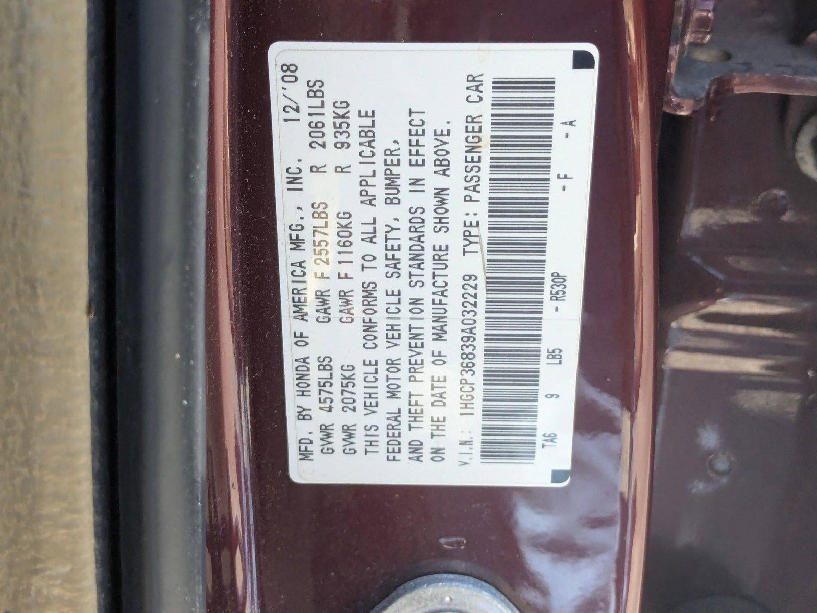 2009 Honda Accord Sedan EX-L V6 Automatic