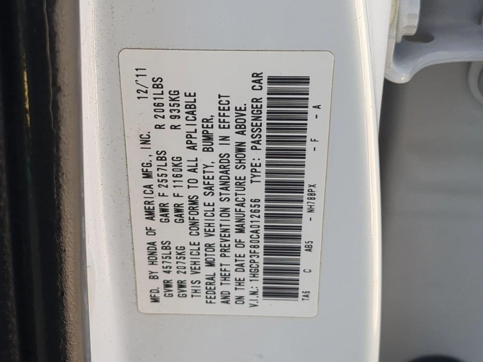2012 Honda Accord Sedan EX-L V6 Automatic