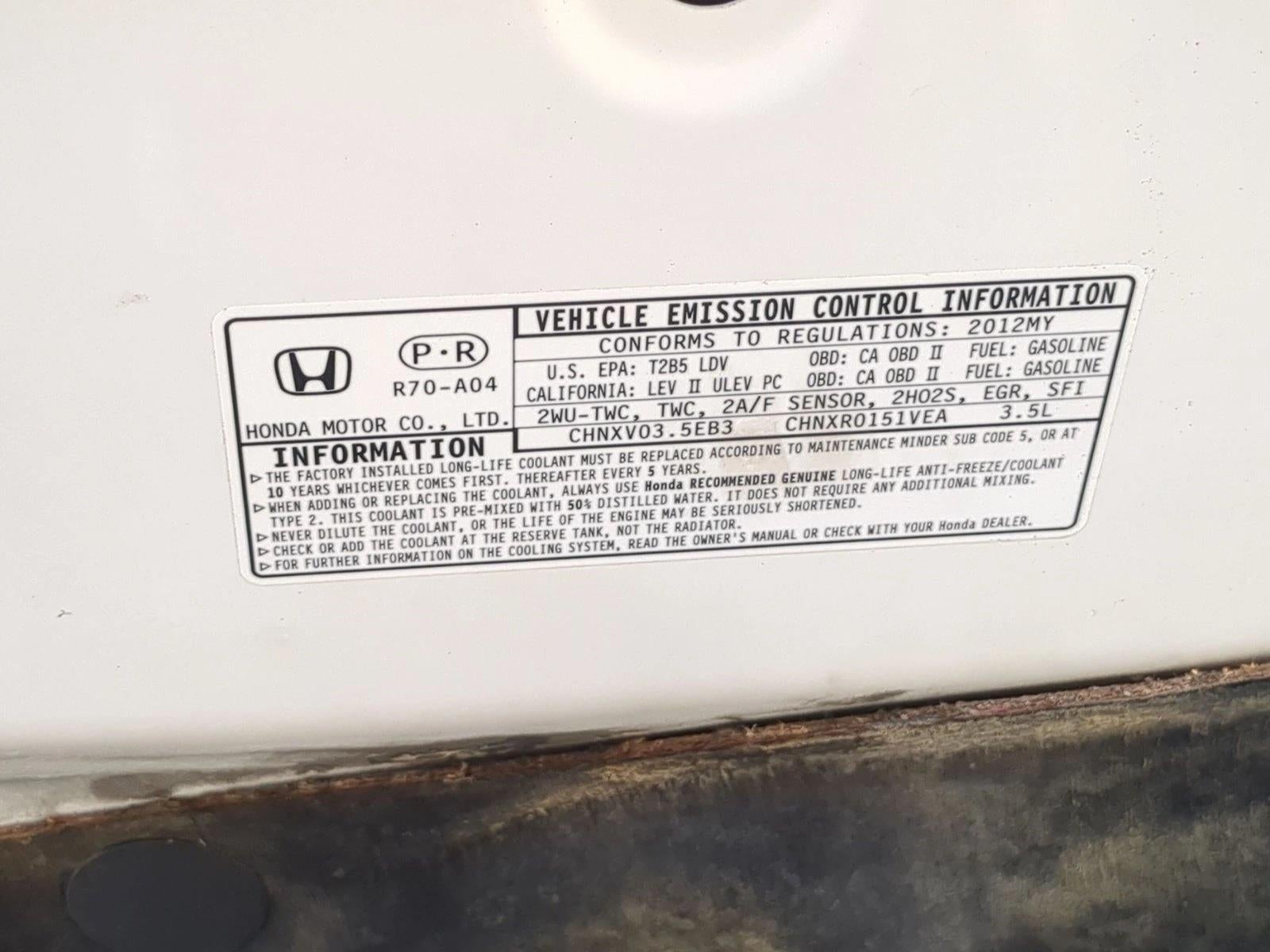 2012 Honda Accord Sedan EX-L V6 Automatic