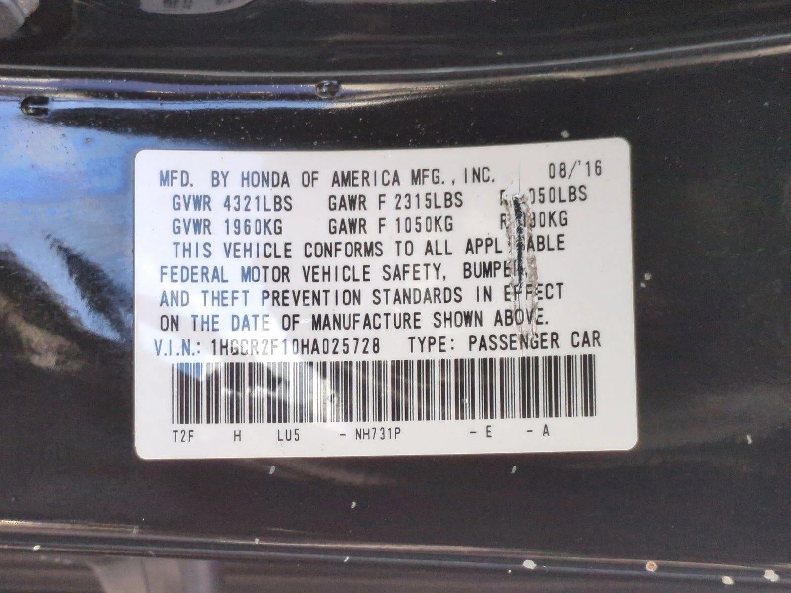 2017 Honda Accord Sedan Sport SE CVT