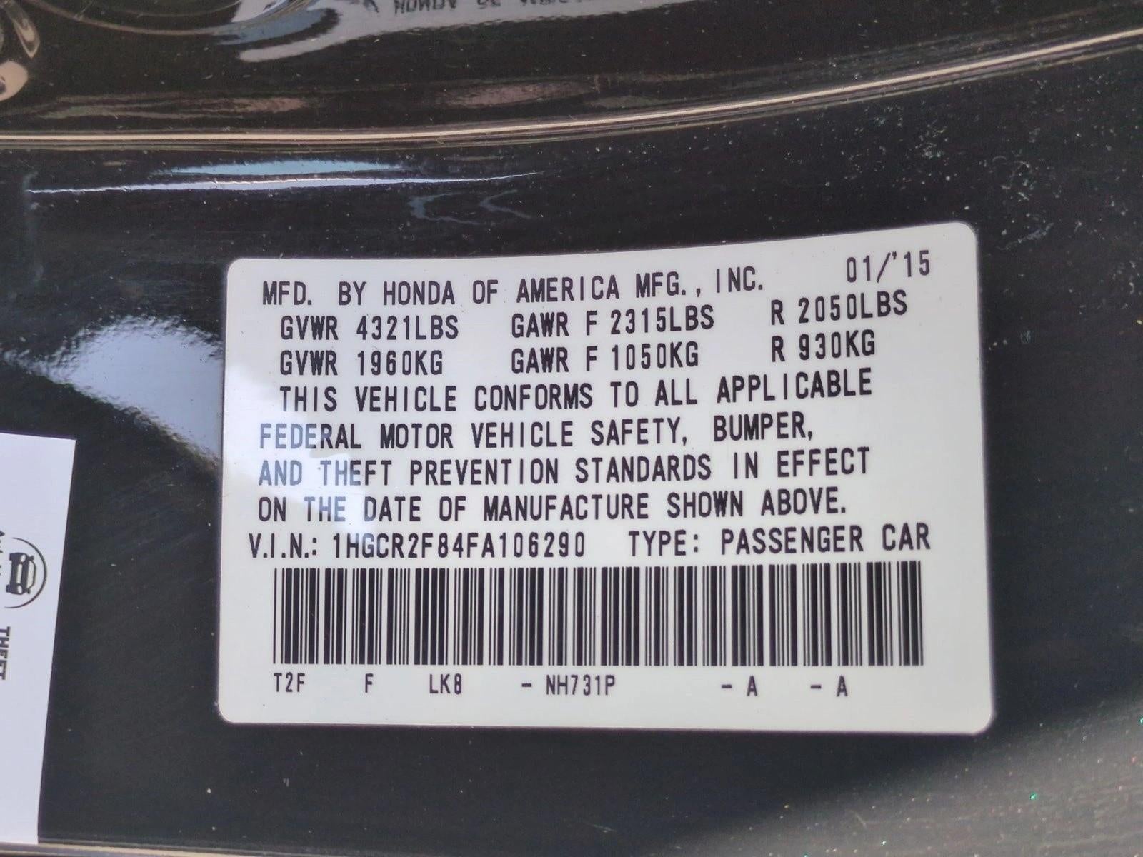 2015 Honda Accord Sedan EX-L CVT PZEV