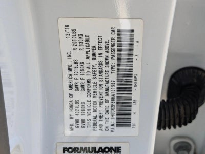 2017 Honda Accord Sedan EX-L CVT PZEV