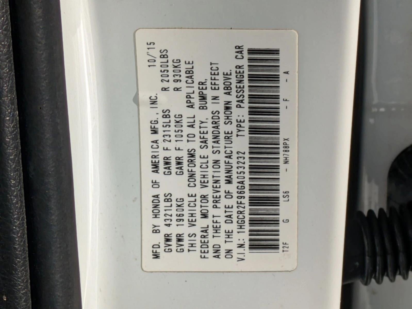 2016 Honda Accord Sedan EX-L CVT PZEV with Navigation and Honda Sensing