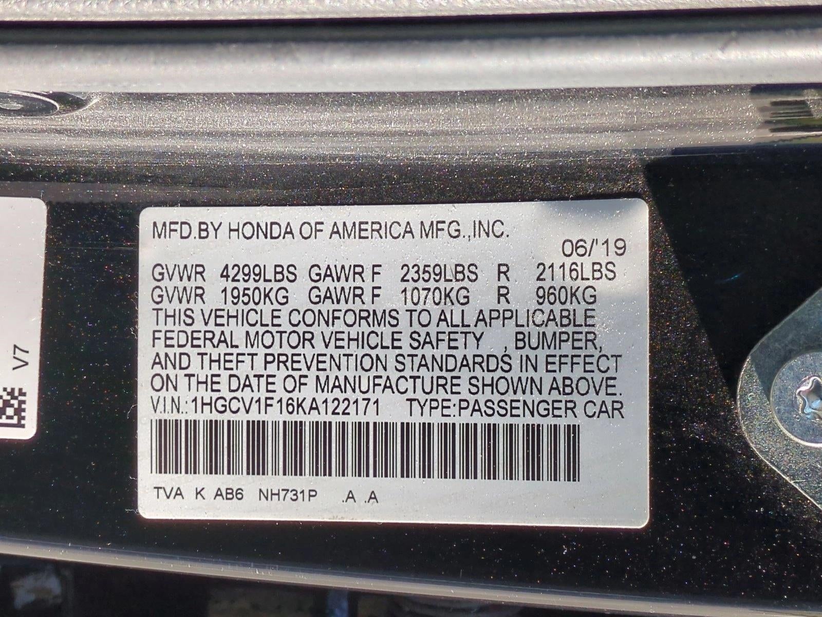 2019 Honda Accord Sedan LX 1.5T CVT