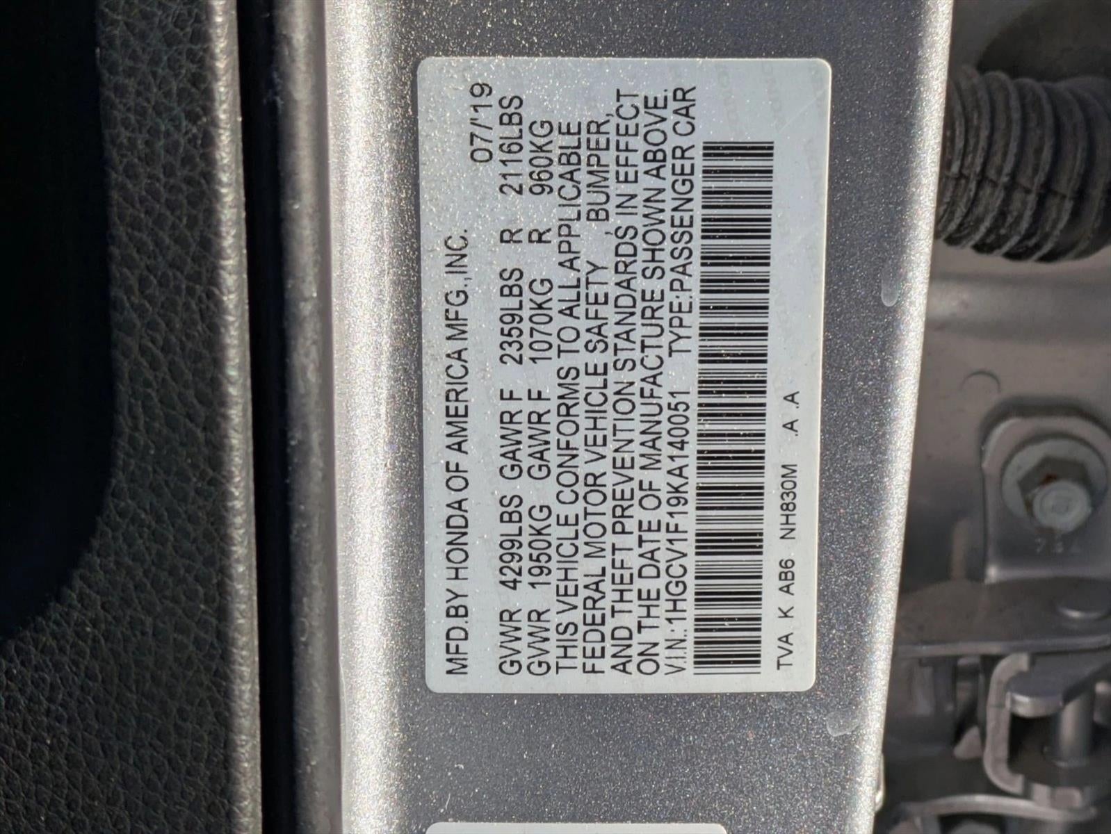 2019 Honda Accord Sedan LX 1.5T CVT