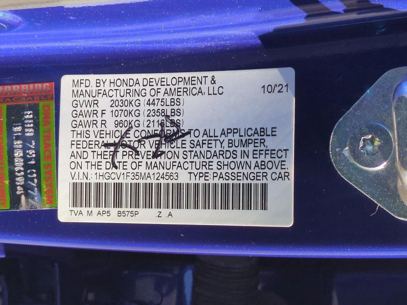 2021 Honda Accord Sedan Sport 1.5T CVT