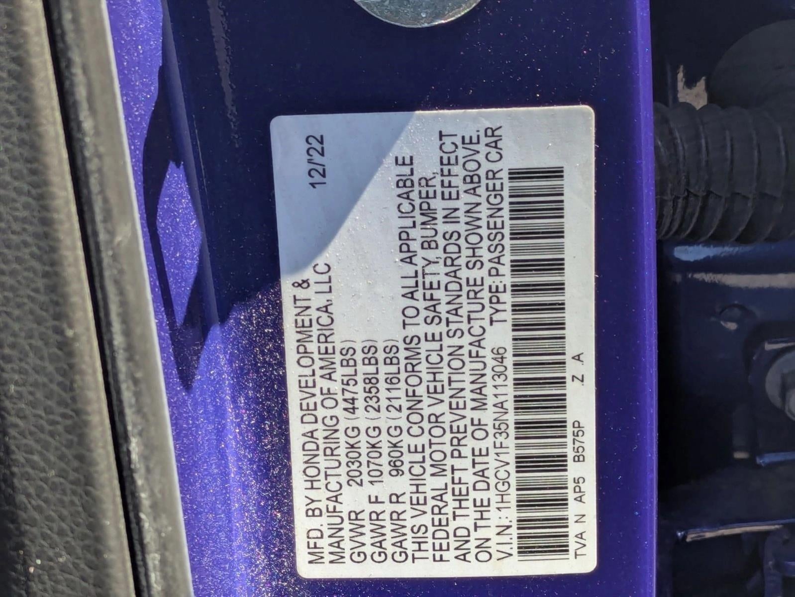 2022 Honda Accord Sedan Sport 1.5T CVT