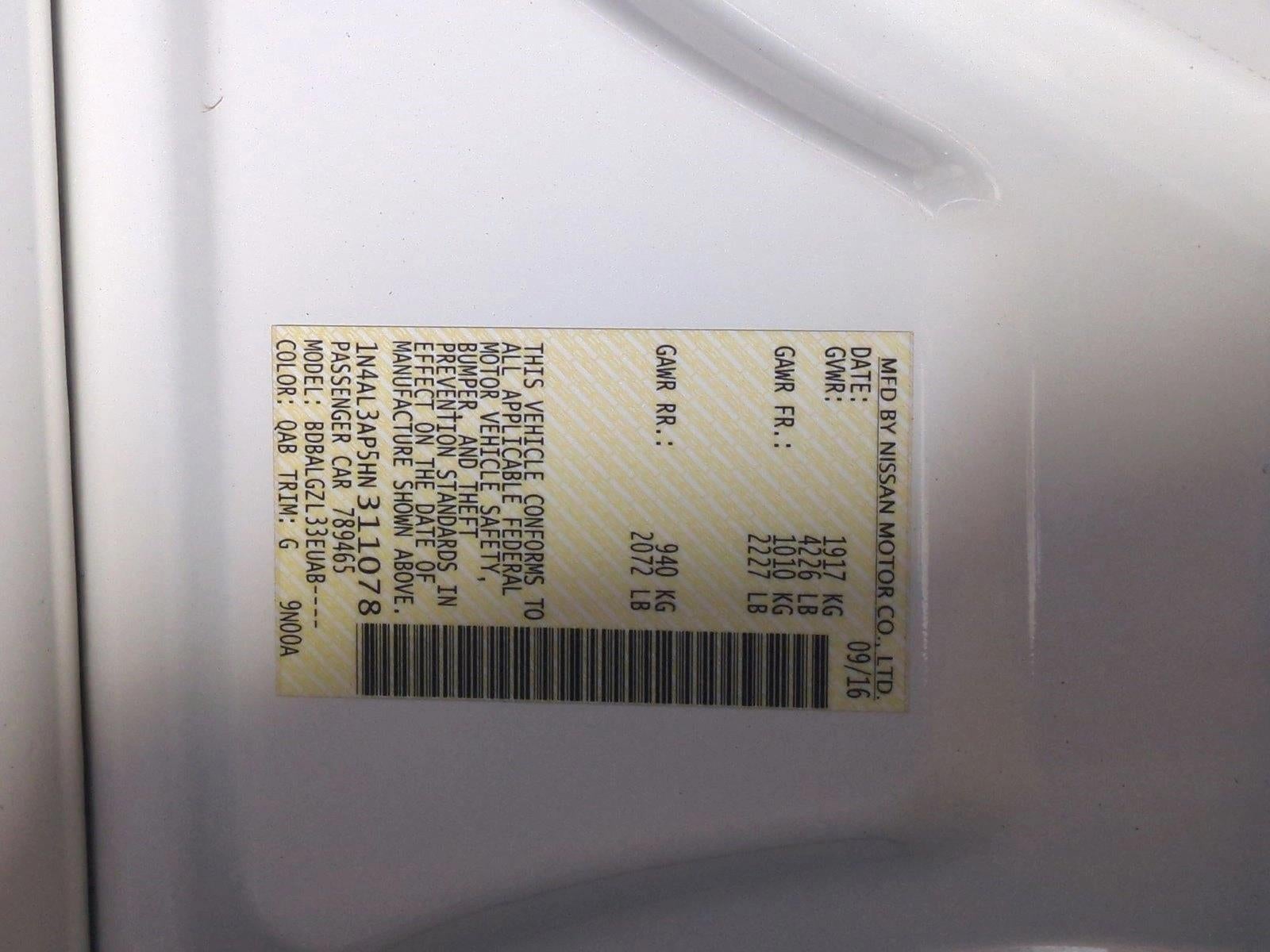 2017 Nissan Altima 2.5 S Sedan