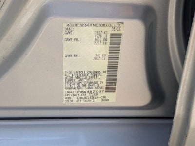 2016 Nissan Altima 4dr Sdn I4 2.5 SR