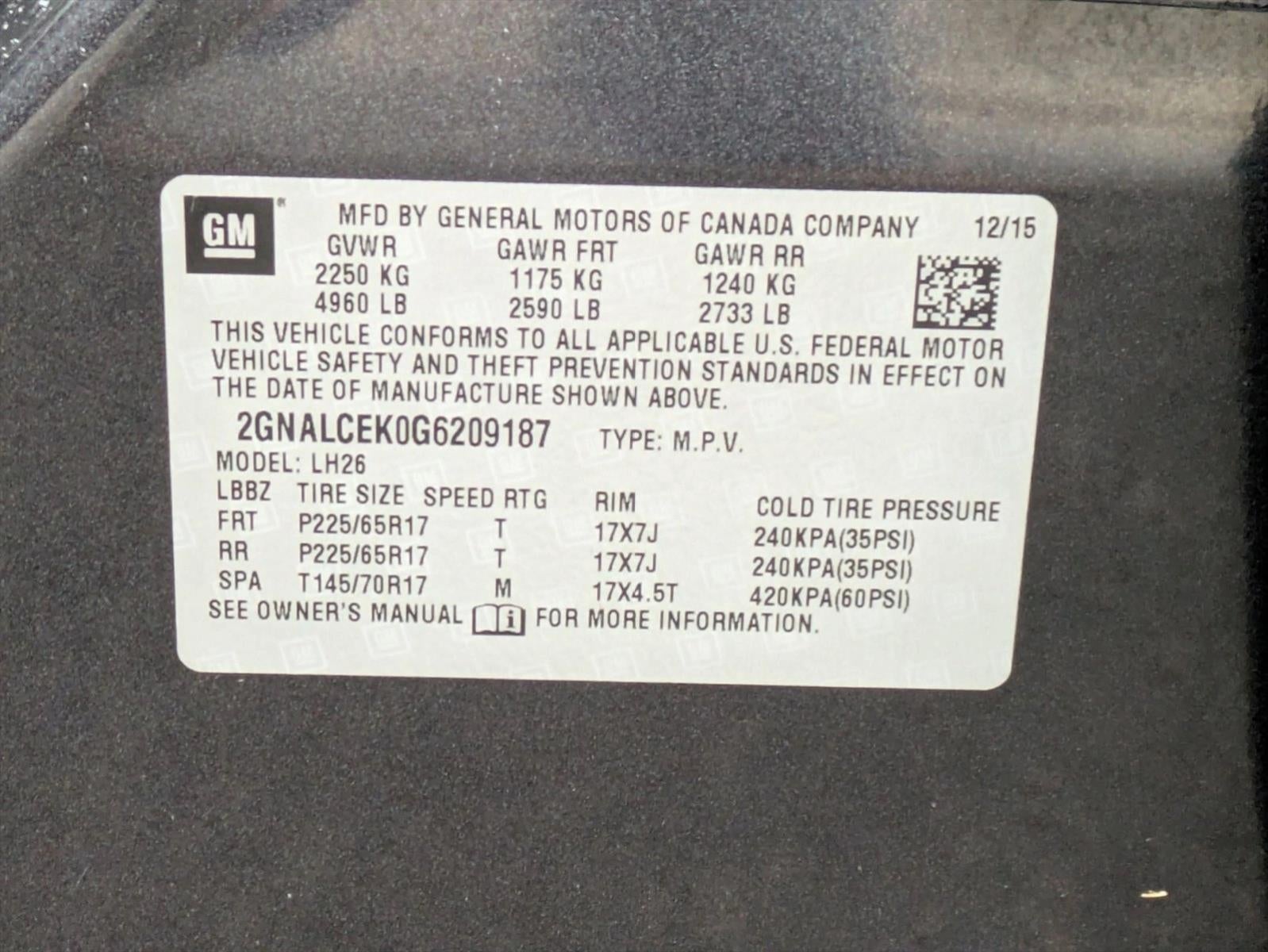 2016 Chevrolet Equinox FWD LT