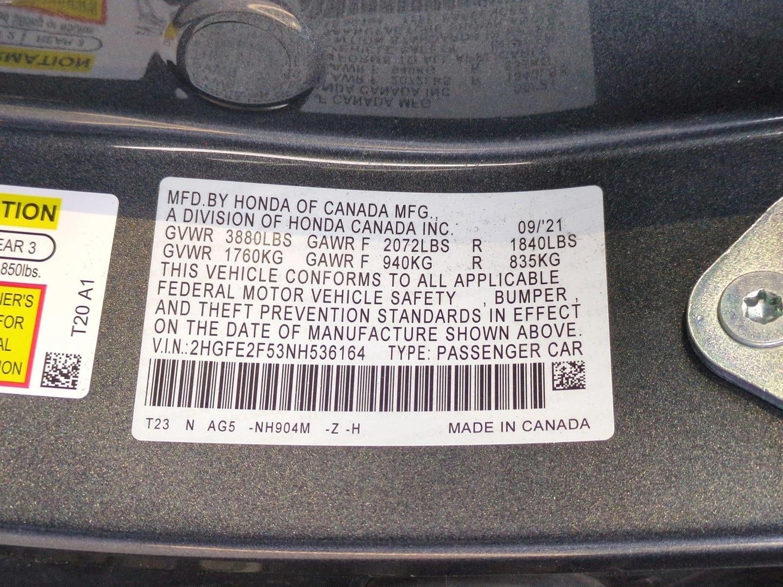 2022 Honda Civic Sedan Sport CVT