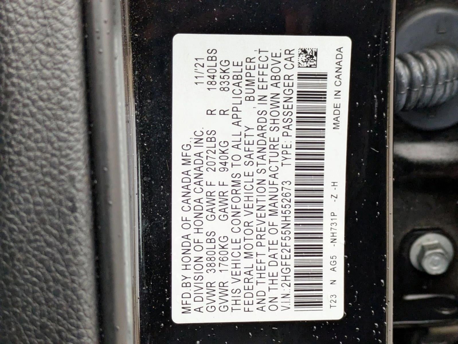 2022 Honda Civic Sedan Sport CVT