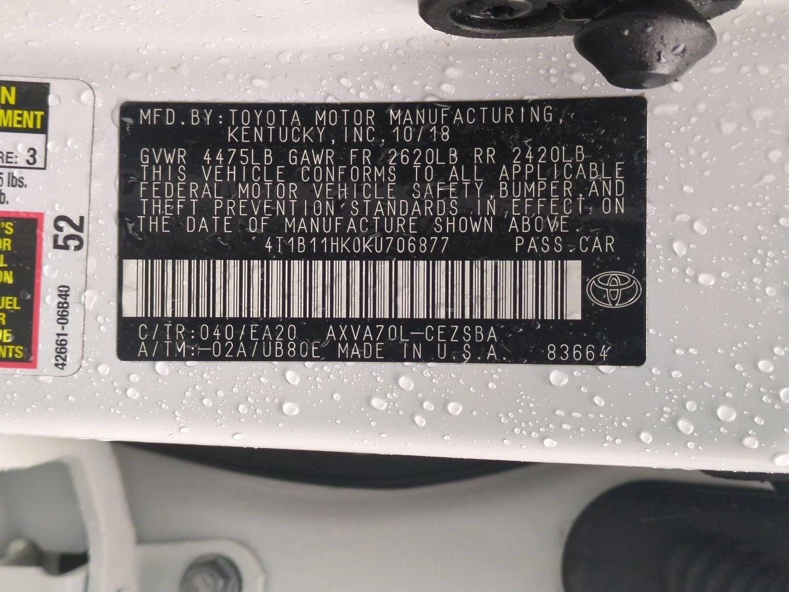 2019 Toyota Camry SE Auto (Natl)