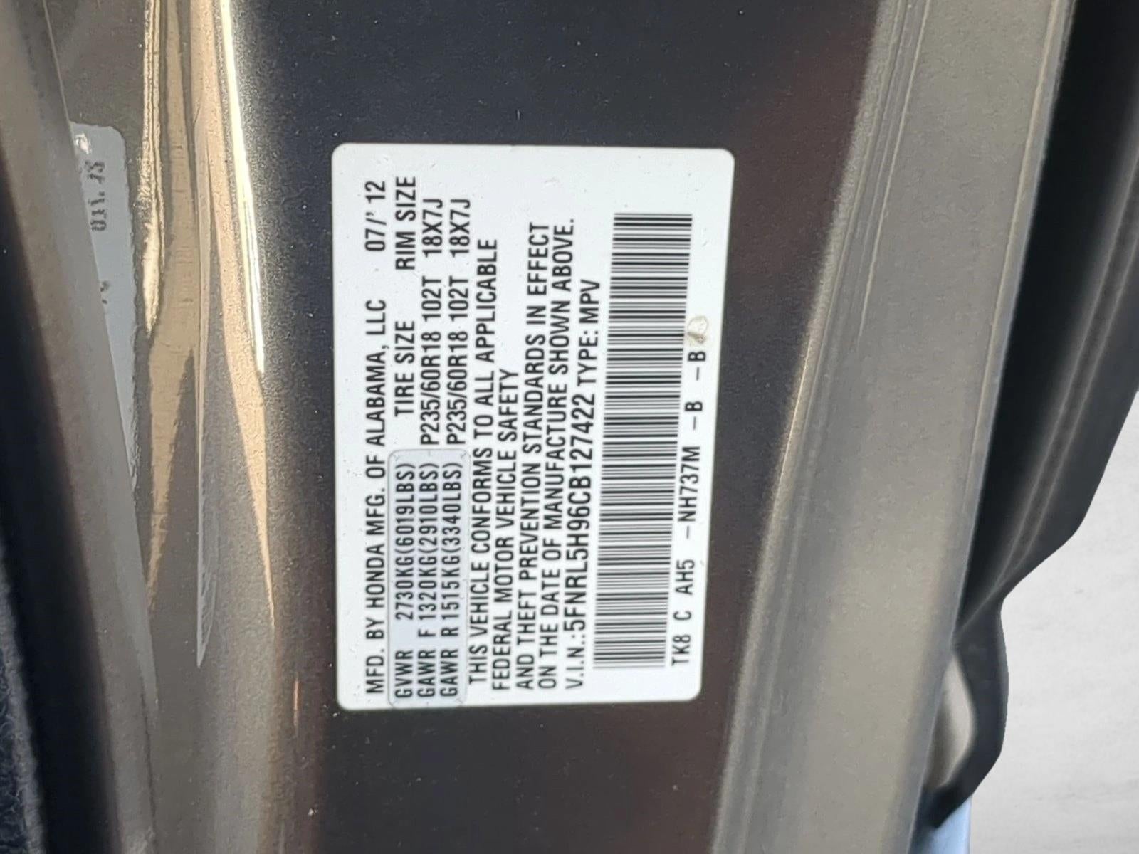 2012 Honda Odyssey Touring with DVD Rear Entertainment System and Navigation